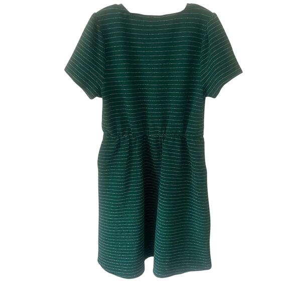 Draper James RSVP Green w/ Metallic Threads Short Sleeve Dress Sz XL - Picture 2 of 5